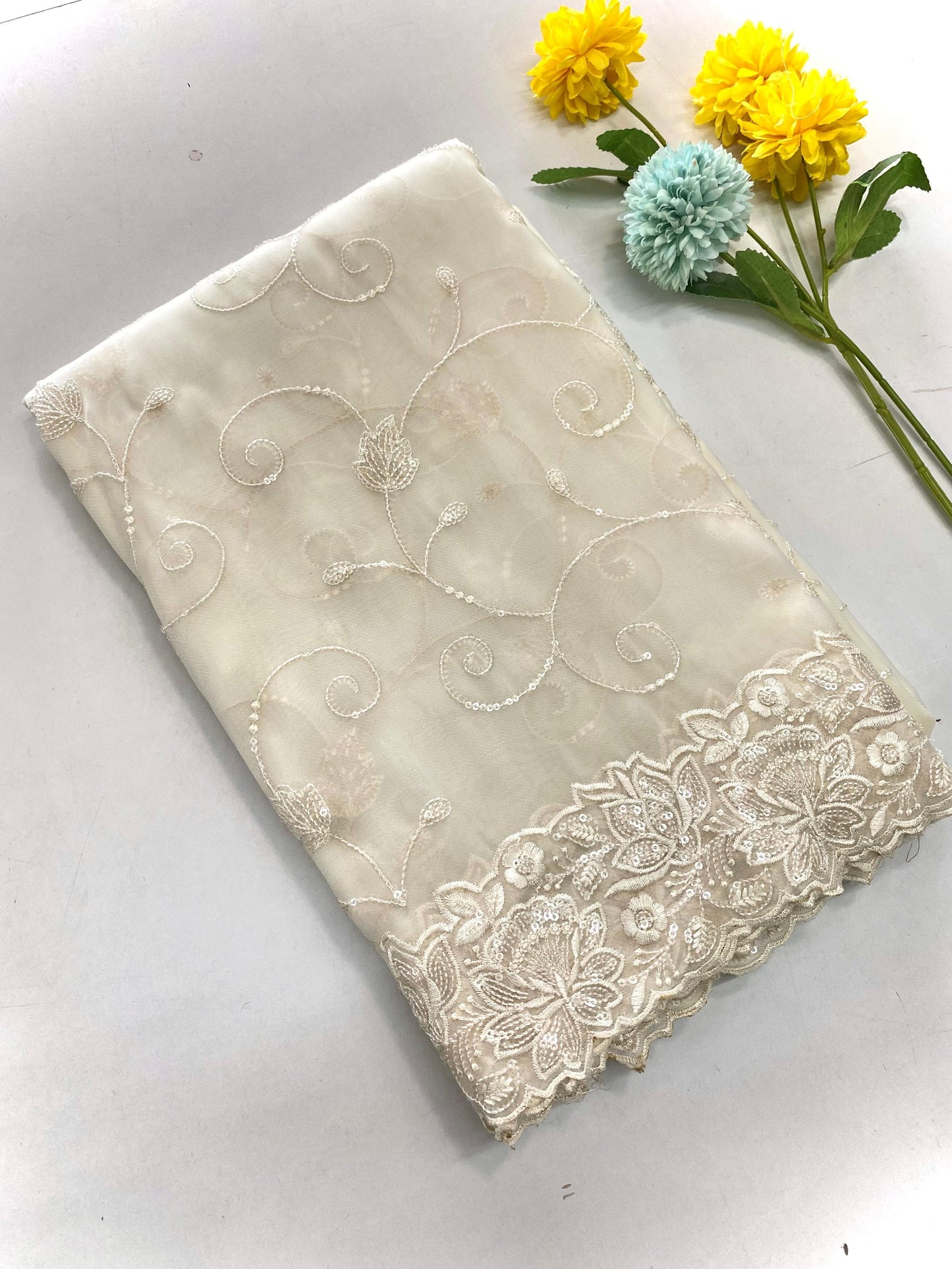 Embroidered silk saari