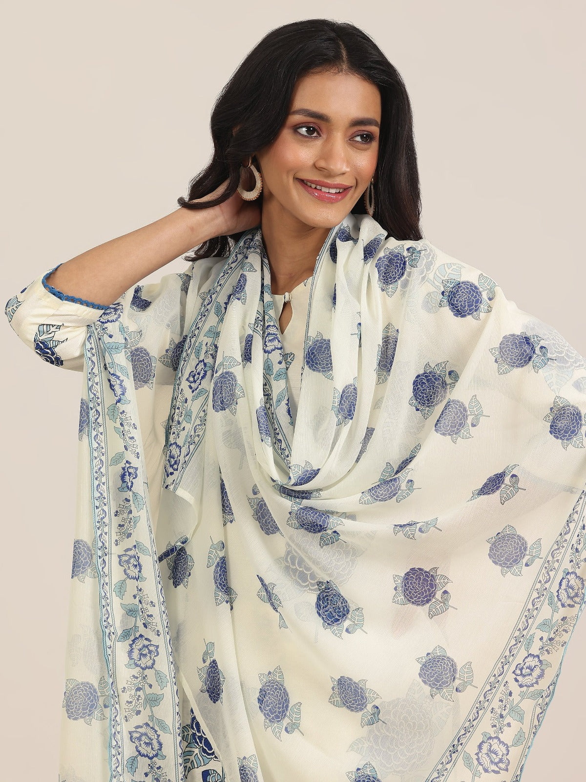 RAYON PRINTED KURTI PANT DUPATTA SET