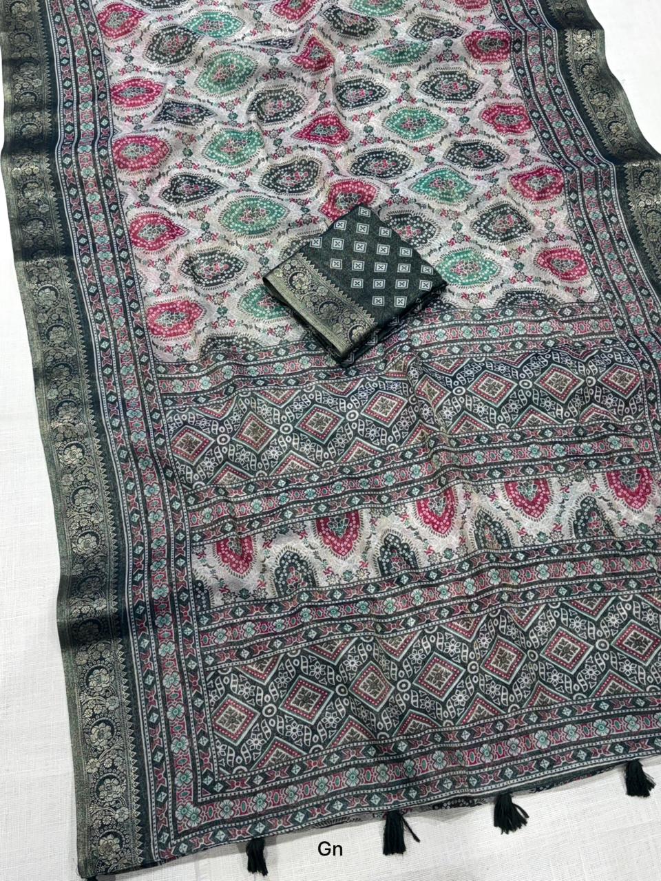 Ajrakh Printed Saree
