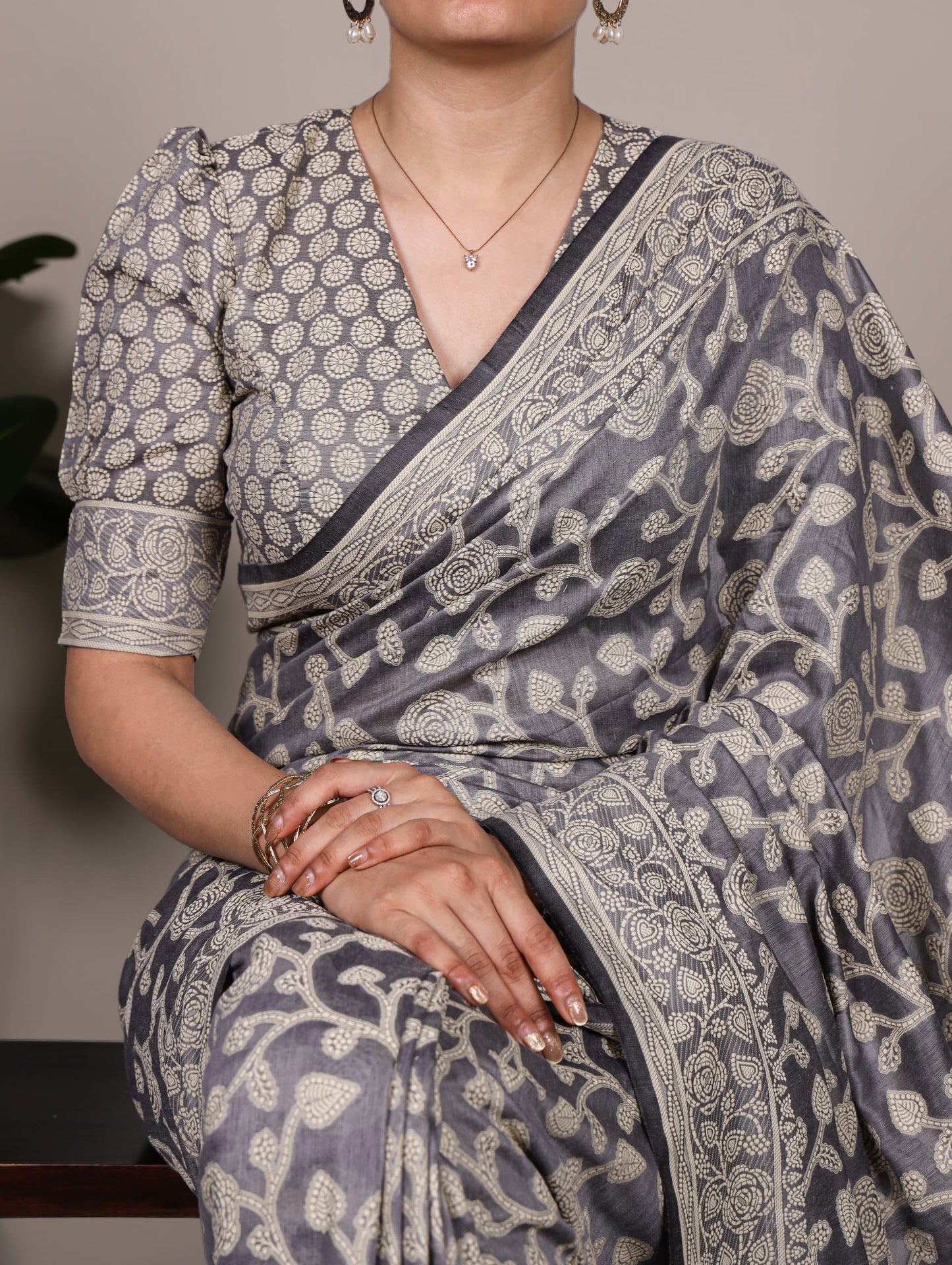 Cottan Organic Flower Printed Saree