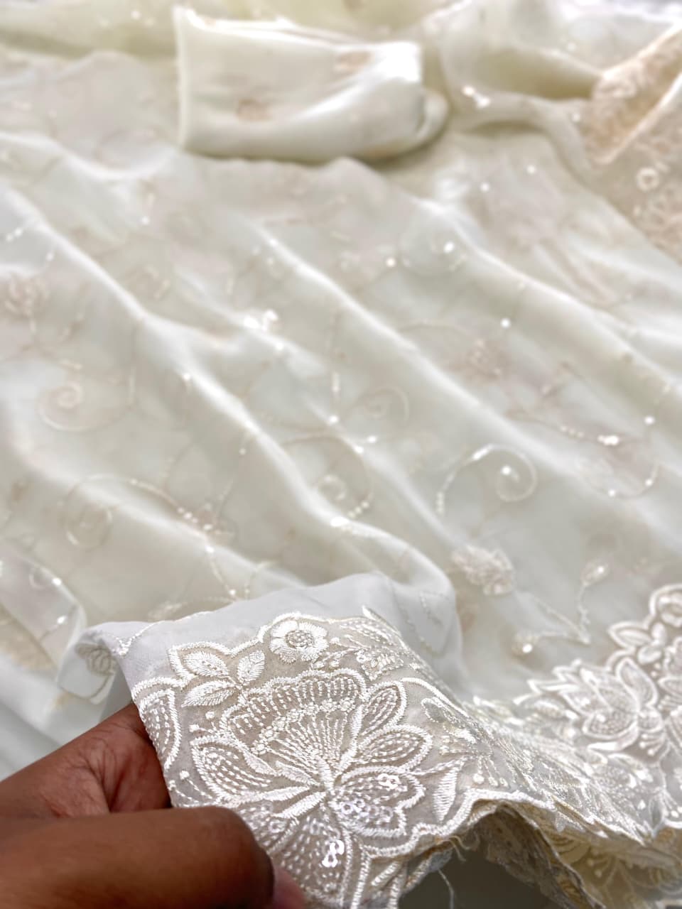 Embroidered silk saari