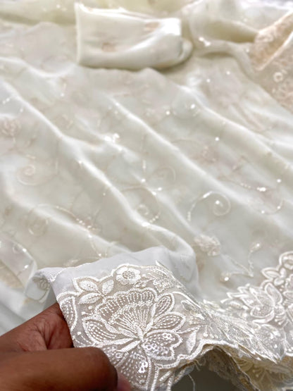 Embroidered silk saari