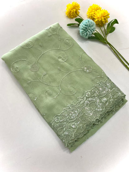 Embroidered silk saari