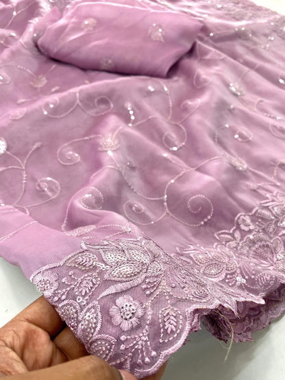 Embroidered silk saari