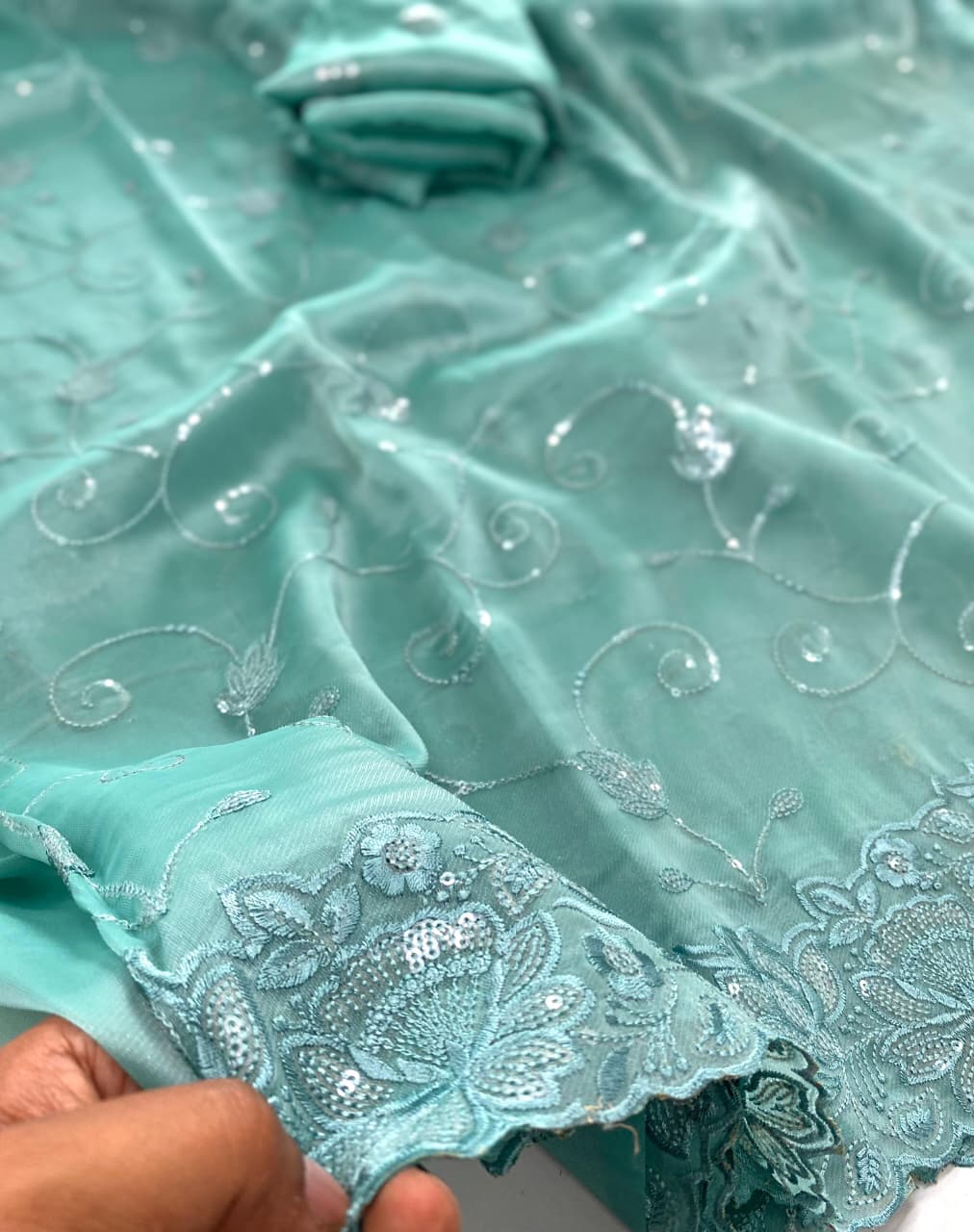 Embroidered silk saari