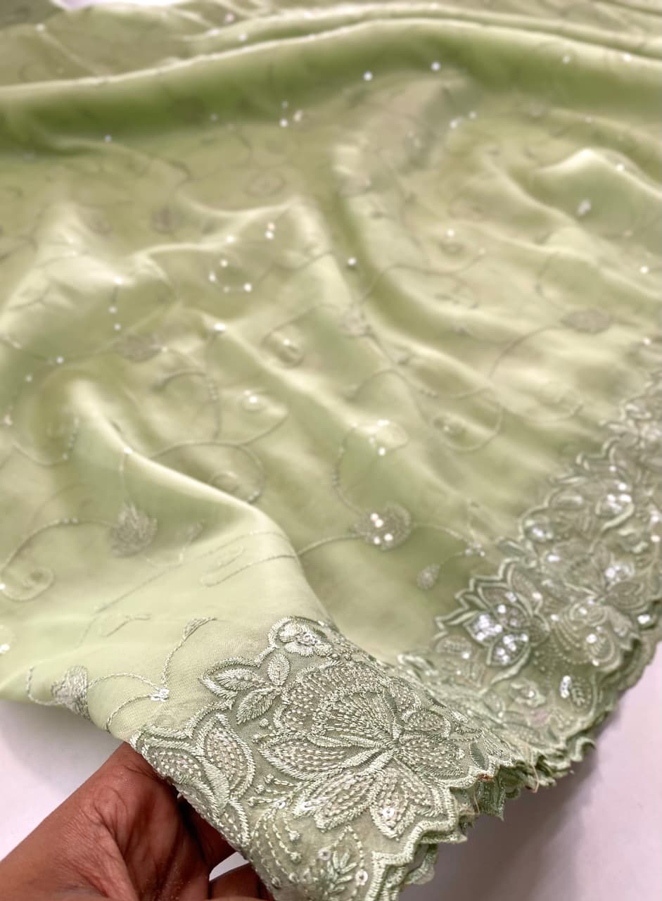 Embroidered silk saari