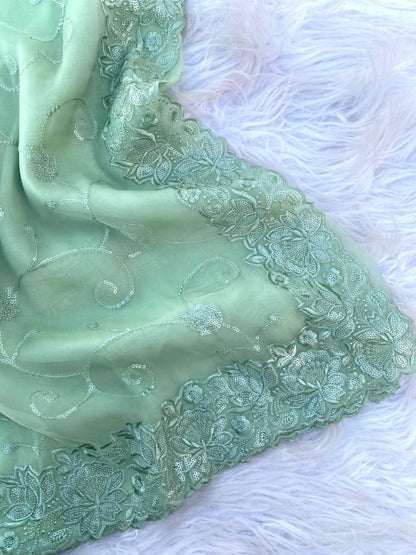 Embroidered silk saari