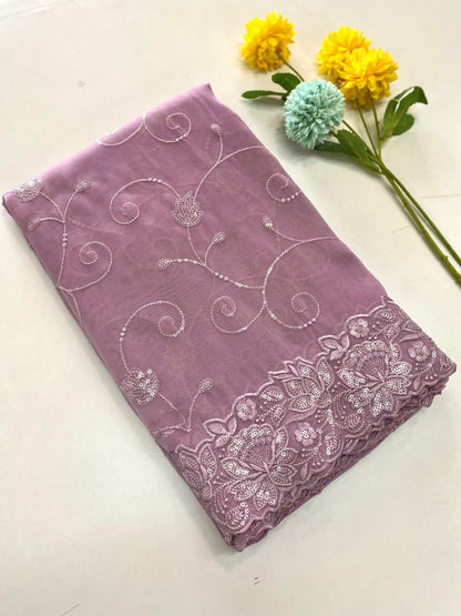 Embroidered silk saari