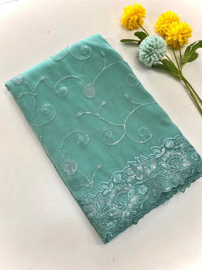 Embroidered silk saari