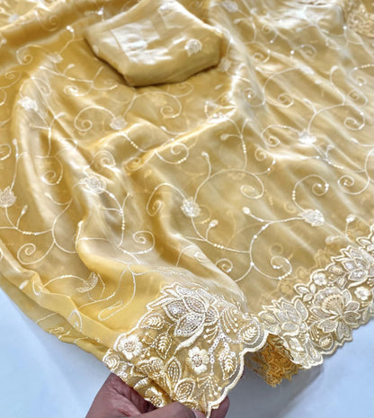 Embroidered silk saari