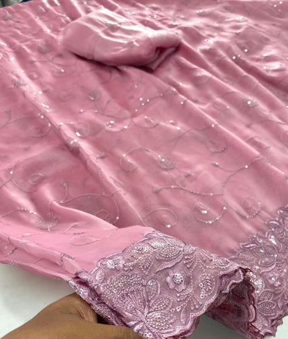 Embroidered silk saari