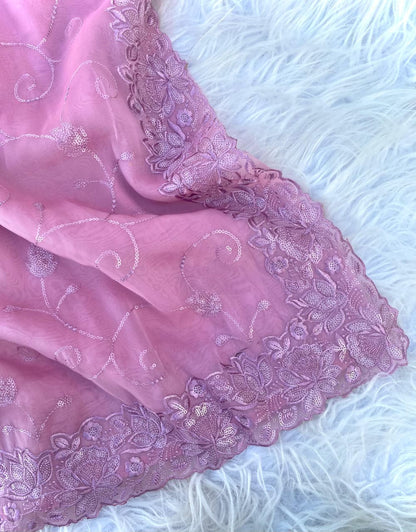 Embroidered silk saari