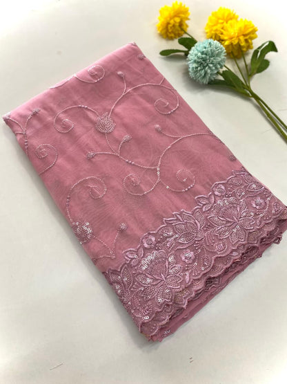 Embroidered silk saari