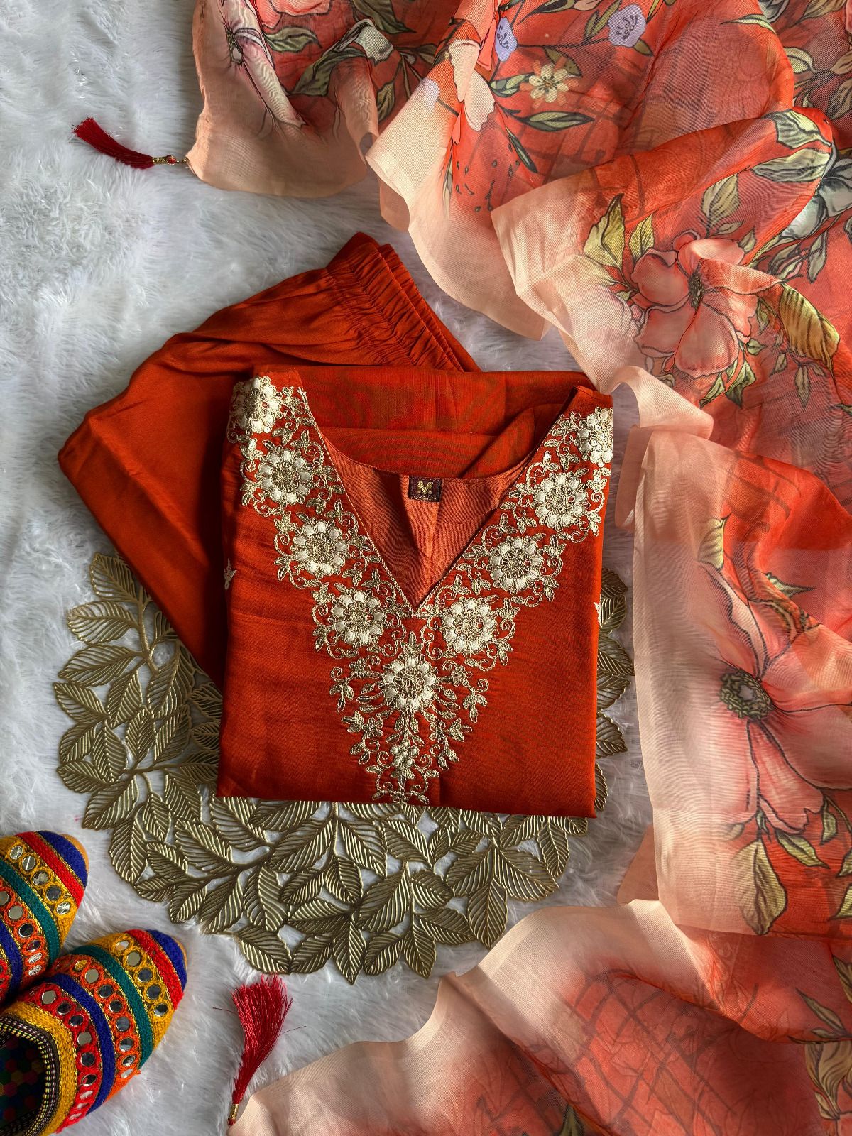 Roman Silk Kurti Dupatta Set