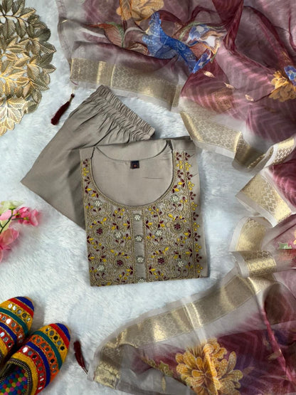 Roman Silk Kurti Pant Dupatta Set