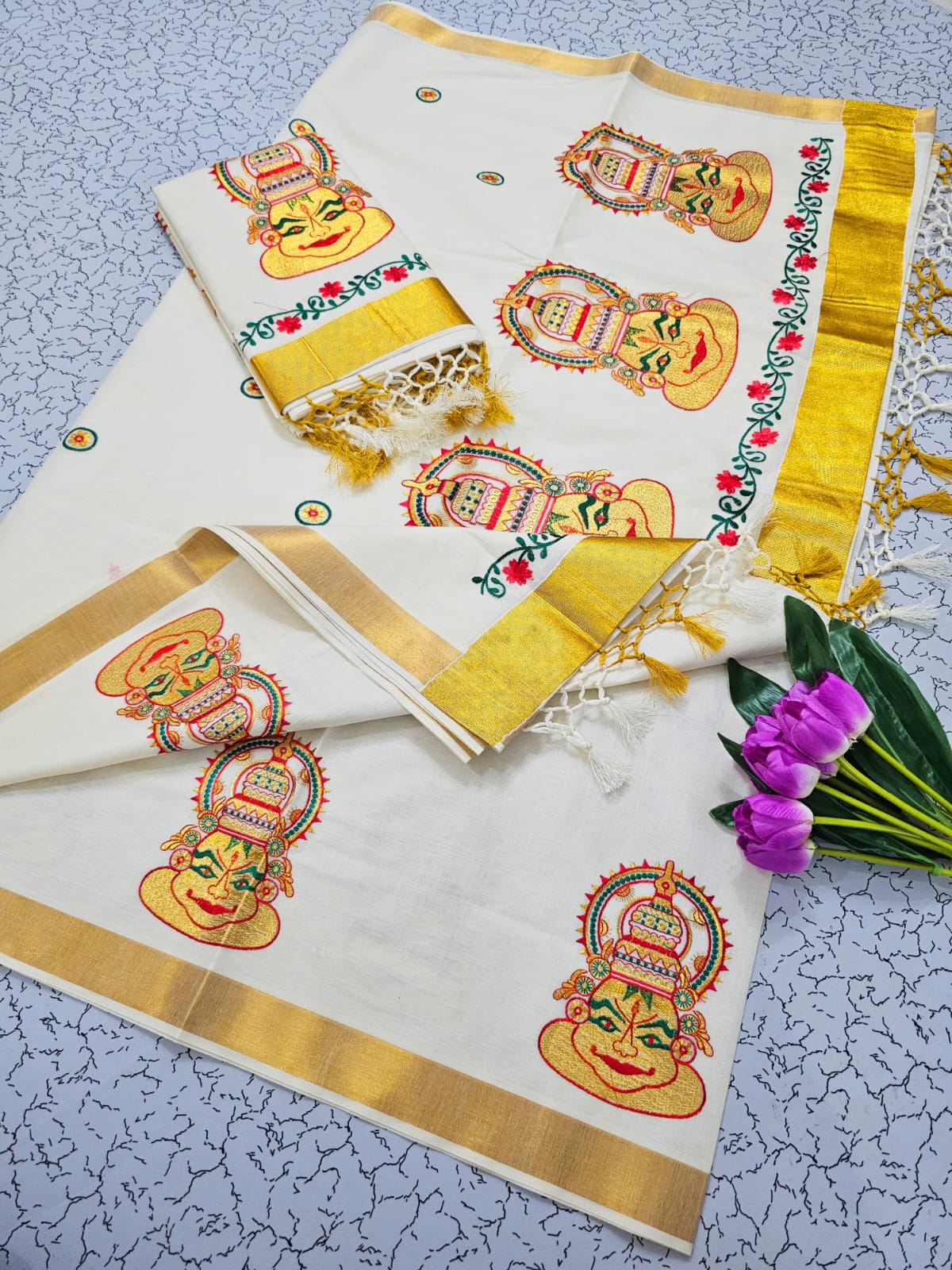 Traditional Kasavu Saari