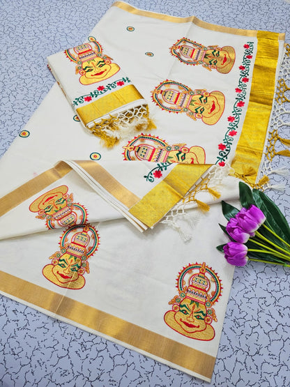 Traditional Kasavu Saari