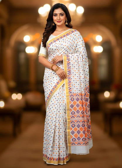 kerala cotton Printed saree