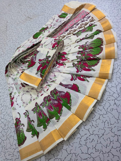 kerala cotton Printed saree