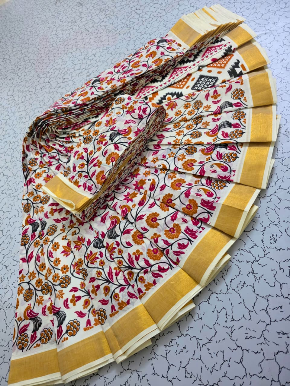 kerala cotton Printed saree