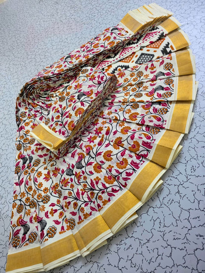 kerala cotton Printed saree