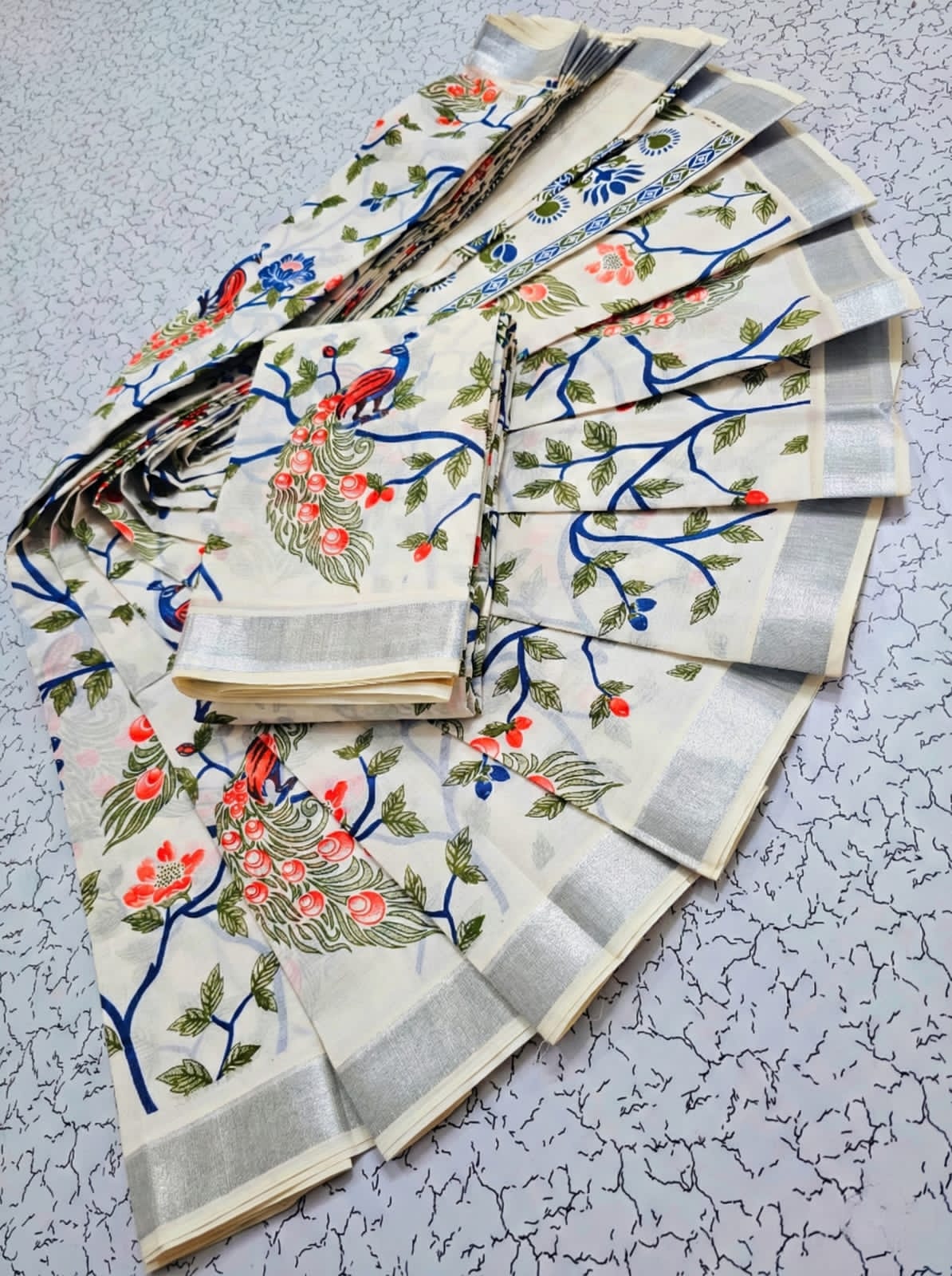 kerala cotton Printed saree