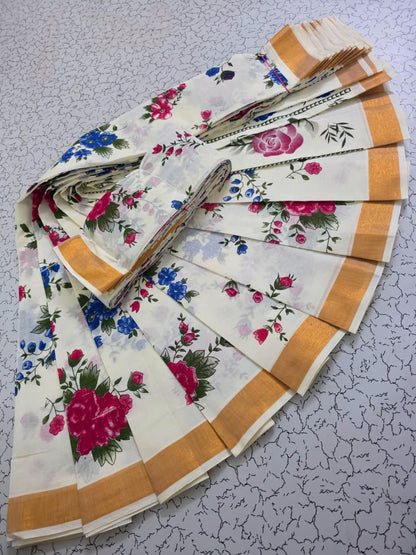 kerala cotton Printed saree