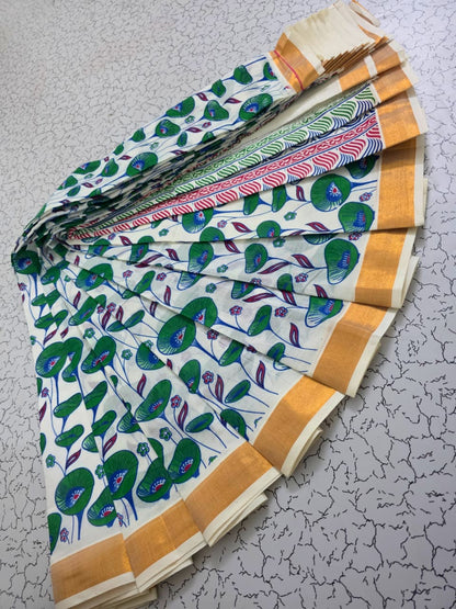 kerala cotton Printed saree