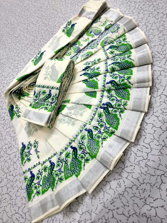 kerala cotton Printed saree