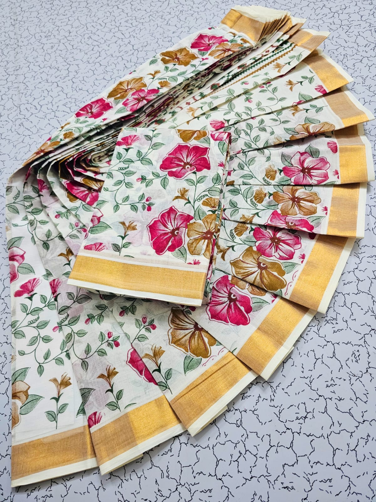 kerala cotton Printed saree