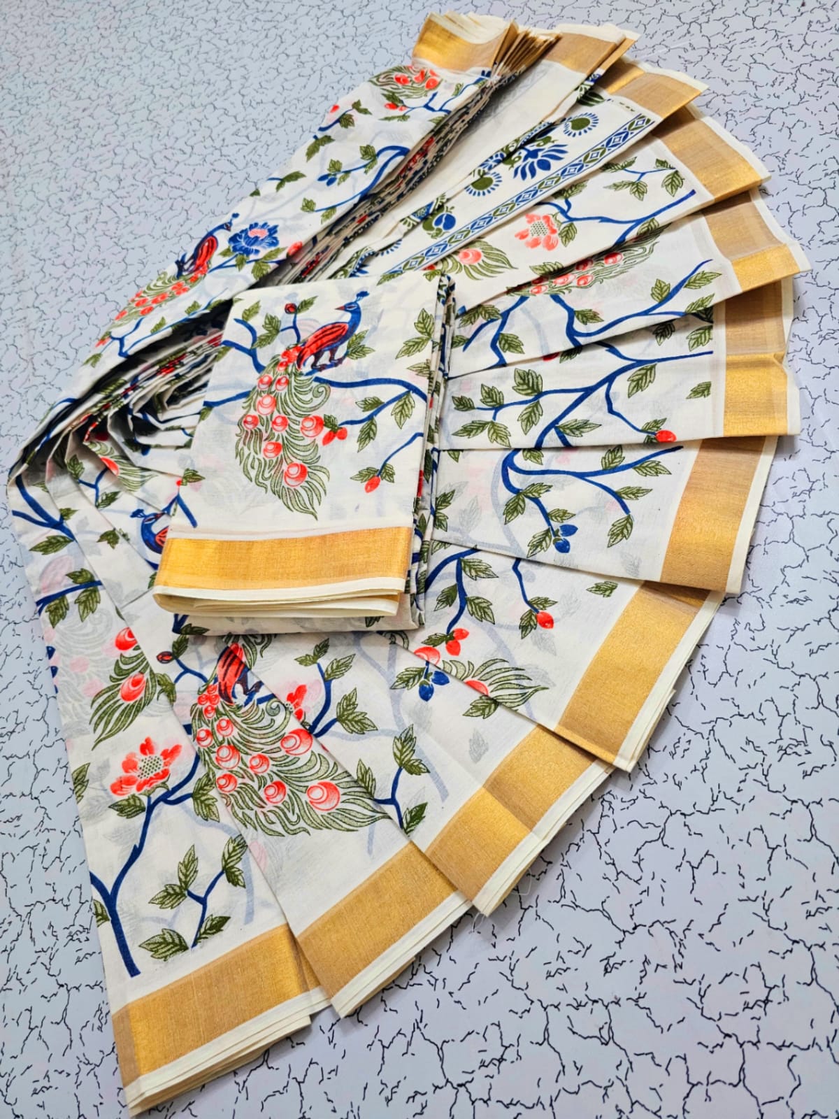 kerala cotton Printed saree