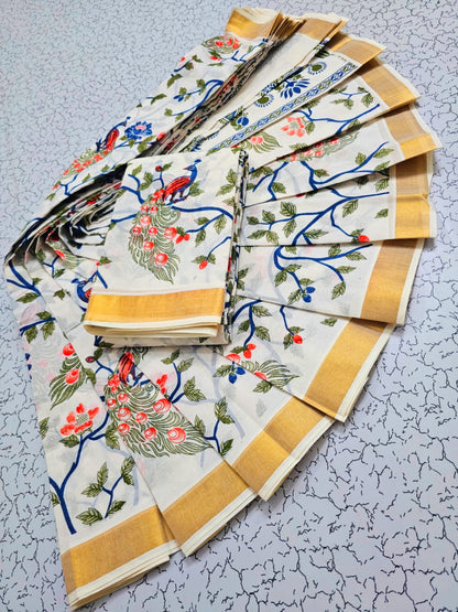 kerala cotton Printed saree