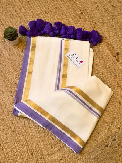 mulmul with jari patta border saree