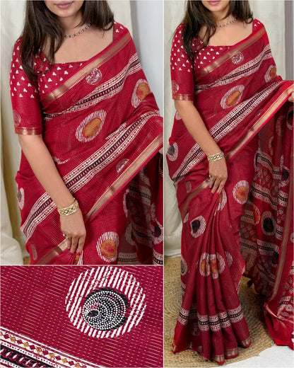 Printed sequins saree