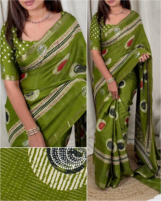 Printed sequins saree