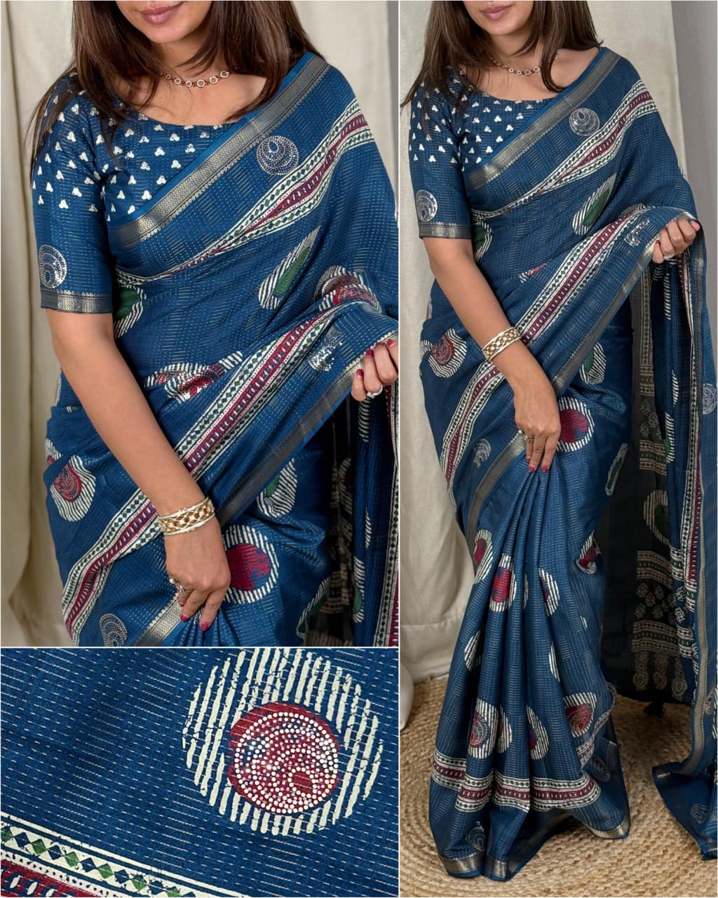 Printed sequins saree