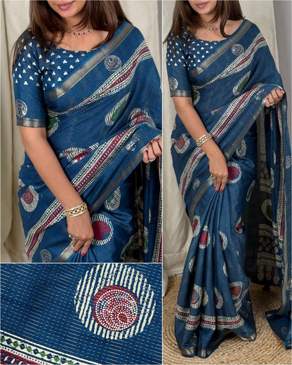 Printed sequins saree