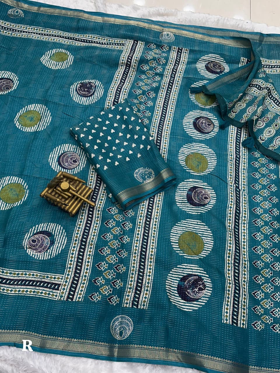 Printed sequins saree