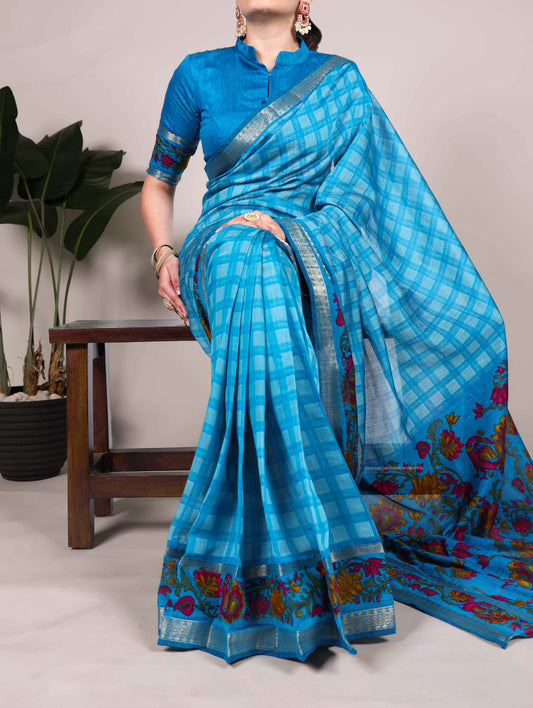 Polyester Viscose Chanderi Saree