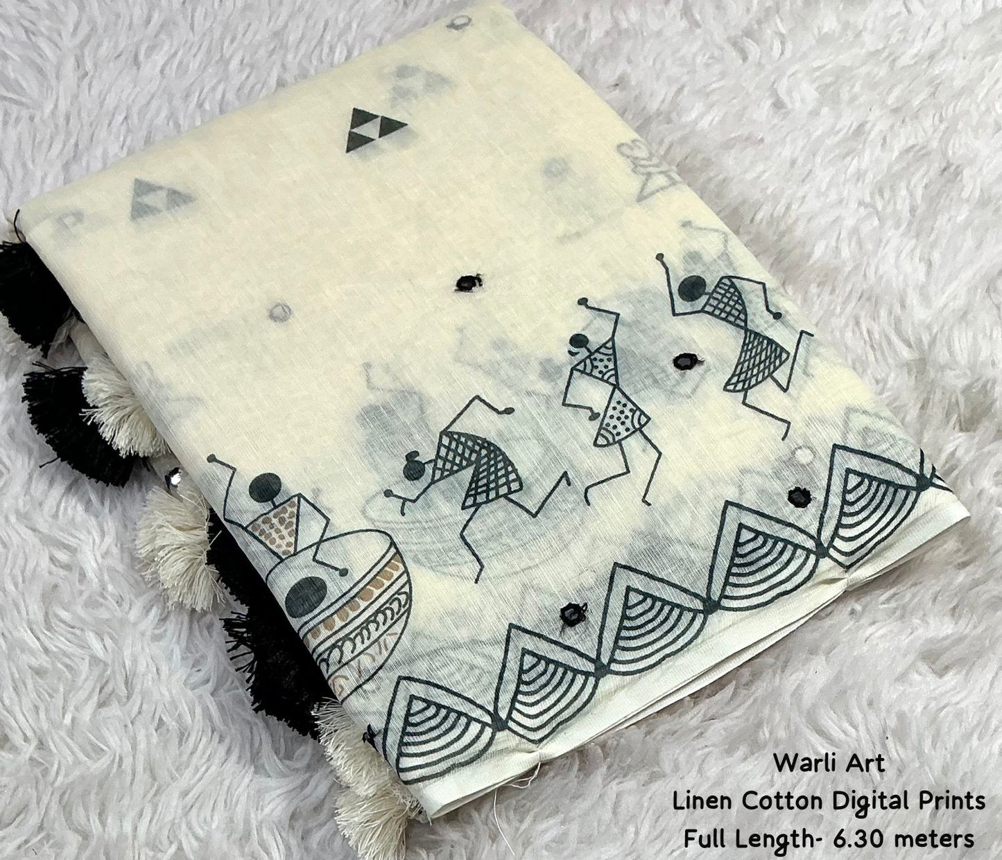 Linen Cotton Warli Printed Saree