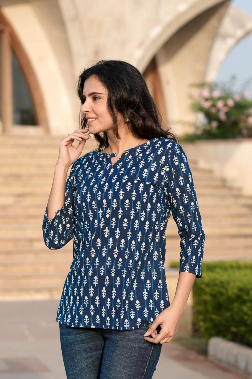 COTTON HAND PRINTED TOP