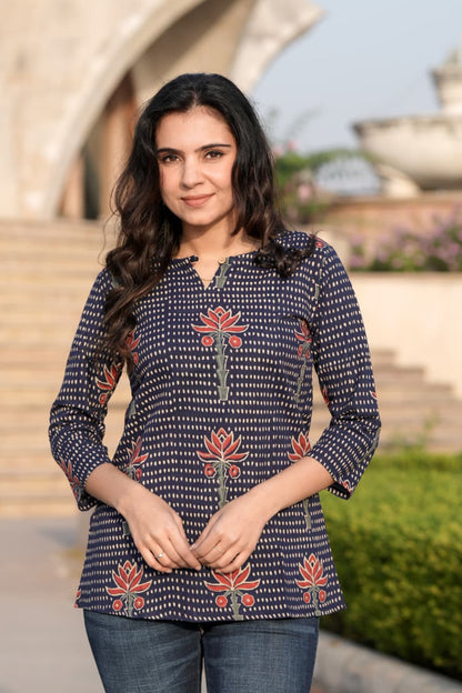 COTTON HAND PRINTED TOP