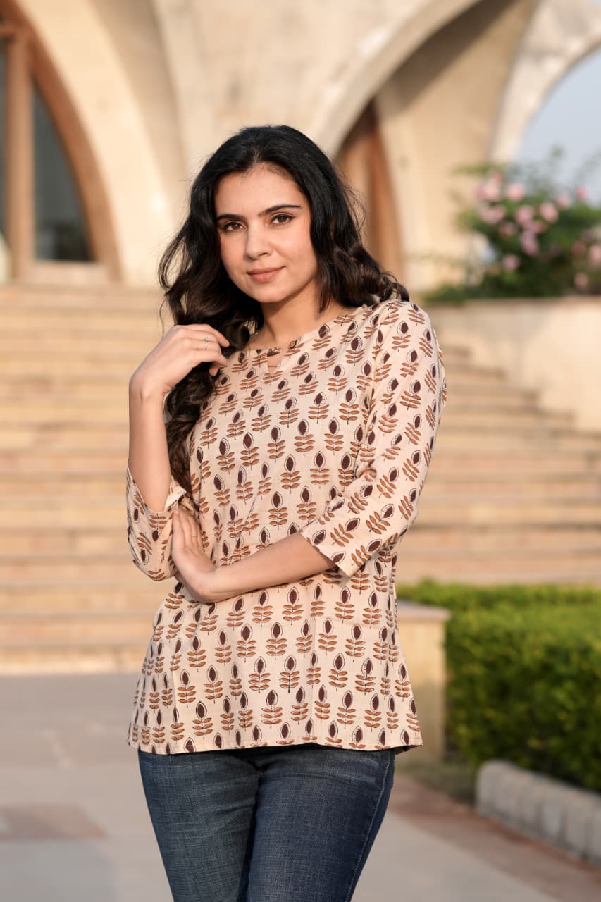 COTTON HAND PRINTED TOP