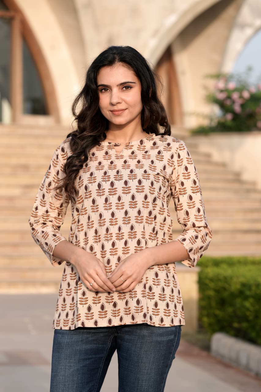 COTTON HAND PRINTED TOP
