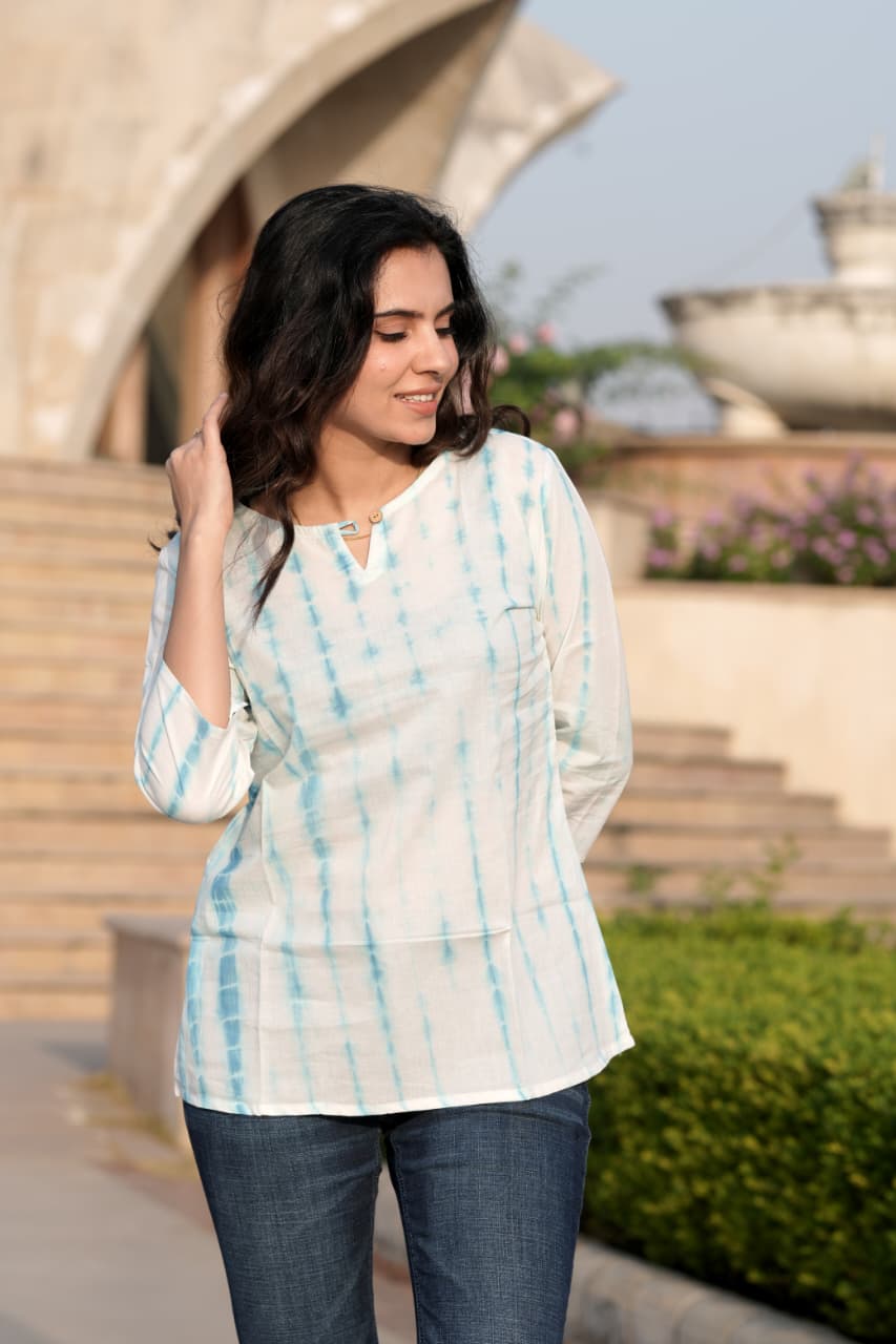 COTTON HAND PRINTED TOP