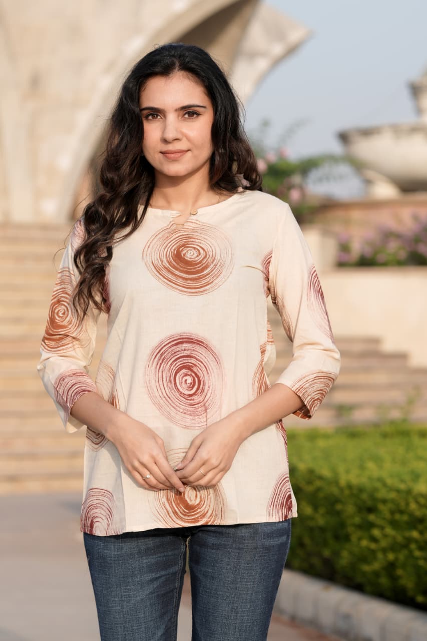COTTON HAND PRINTED TOP