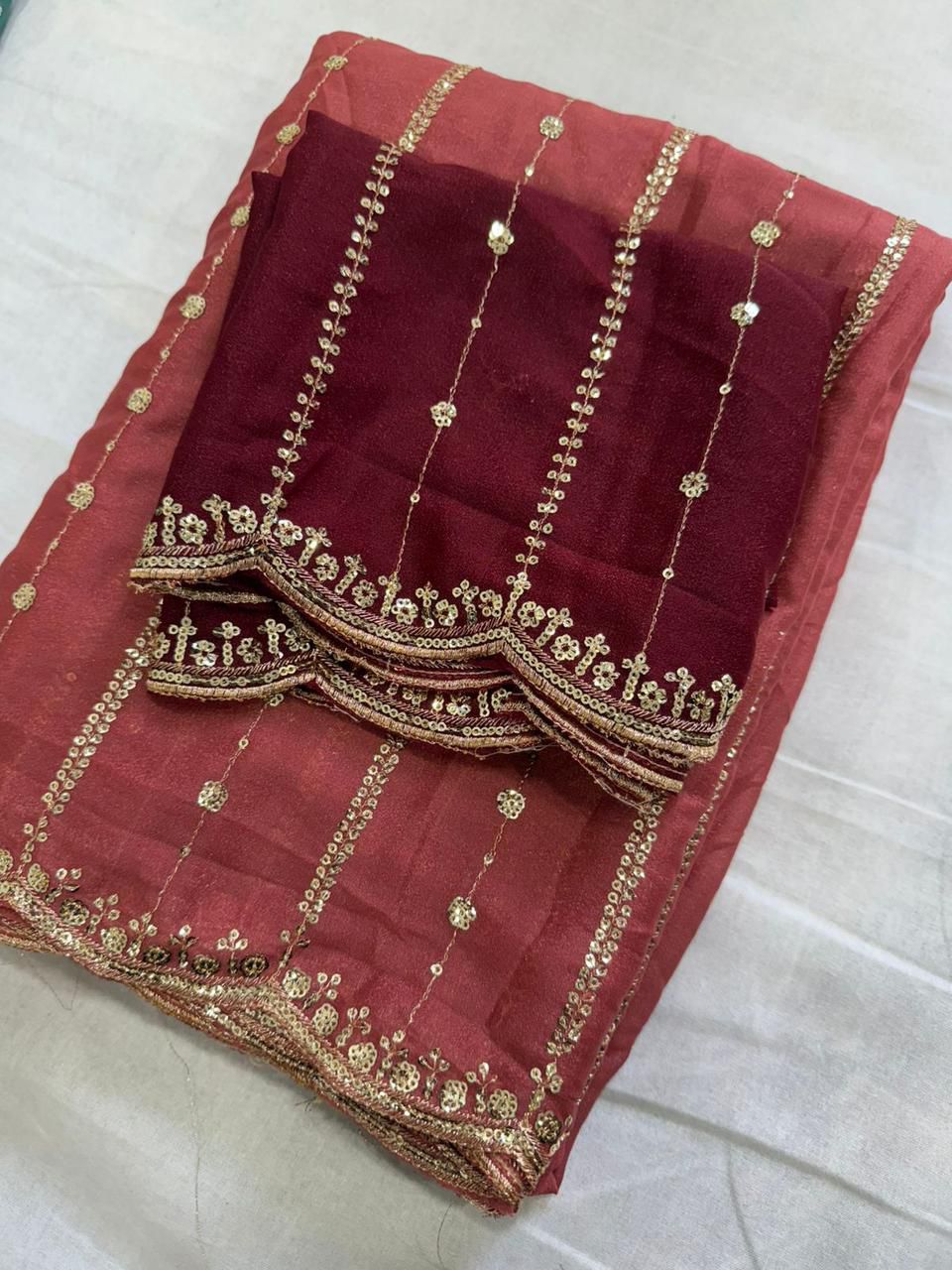 Star Georgette Sequence Embroidery Work Saree