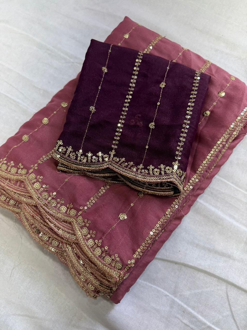 Star Georgette Sequence Embroidery Work Saree