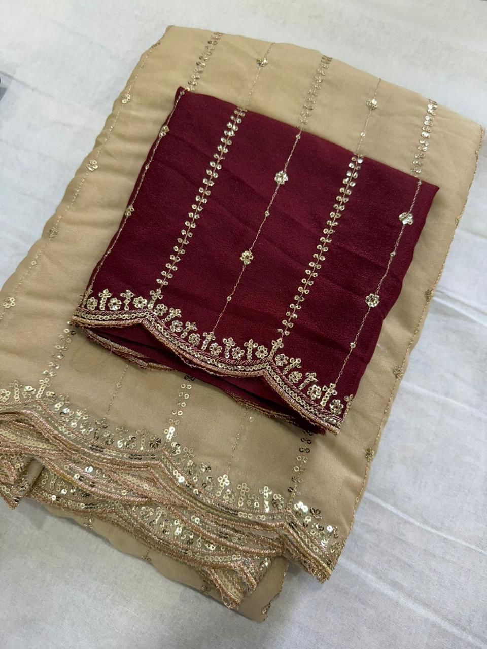 Star Georgette Sequence Embroidery Work Saree
