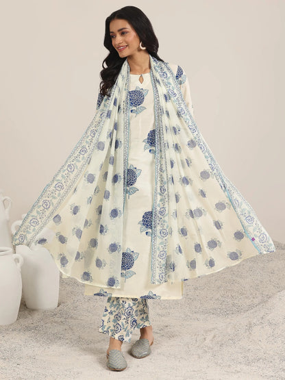 RAYON PRINTED KURTI PANT DUPATTA SET